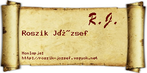 Roszik József névjegykártya